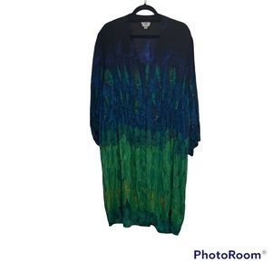 ECI Long Sleeve Feather Print Shirt Dress